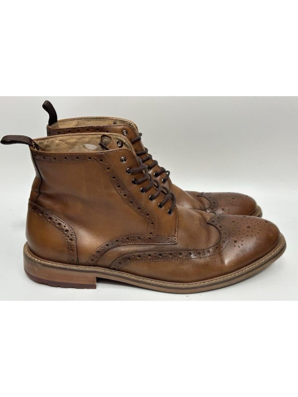 Aston Grey Wingtip Boots Mens 10 Erane Brown 1008832 Genuine Leather Short Ankle